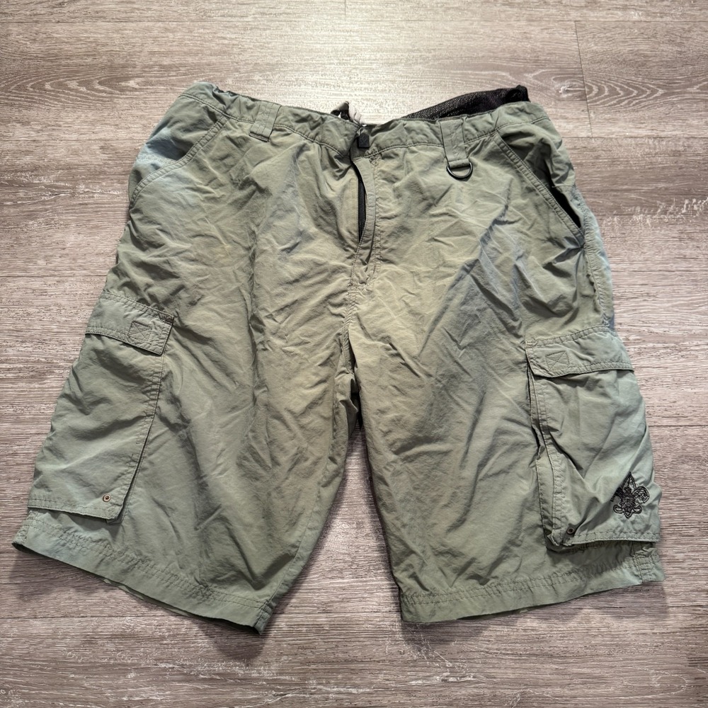 Boy Scouts of America Cargo Shorts Mens XL Green Nylon Outdoor Utility Hiking